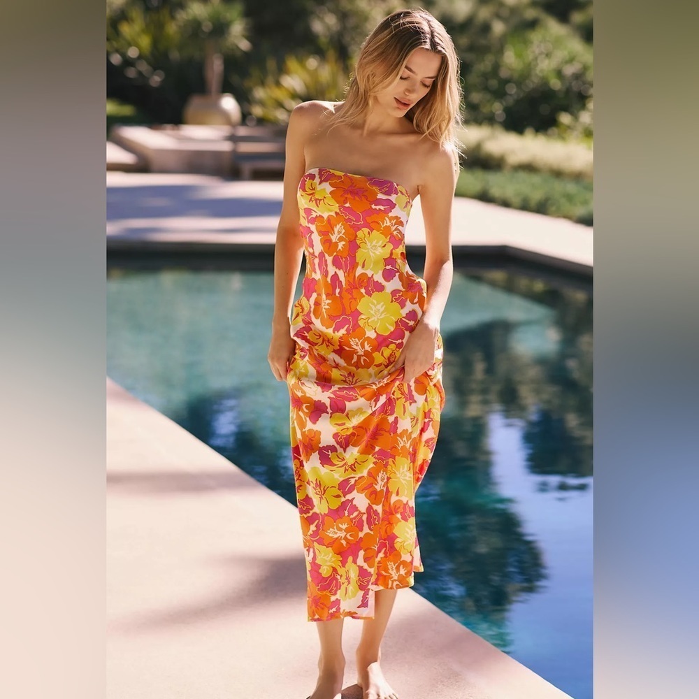 NWT LSPACE Spring in Love Strapless Maxi Dress